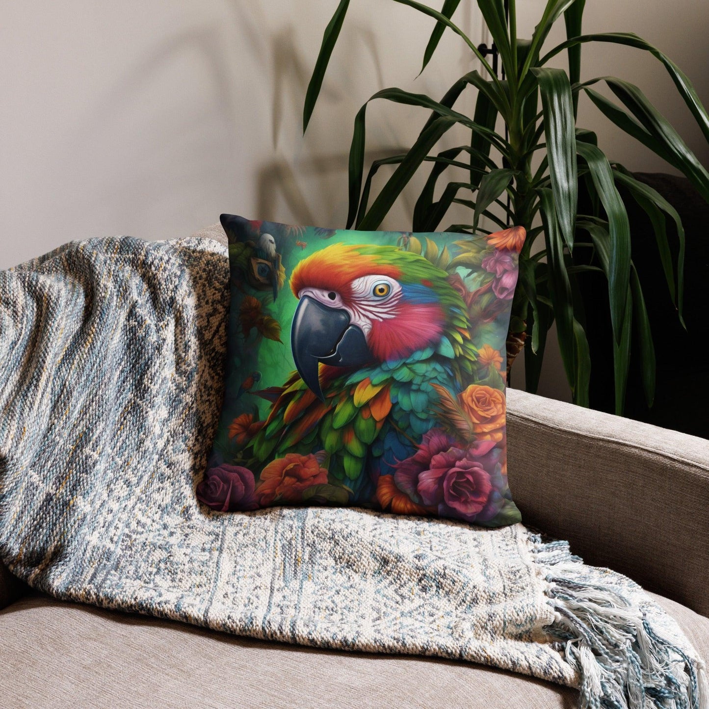 Colorful Parrot Decorative Pillow - Washable Beautiful Cushion 2024