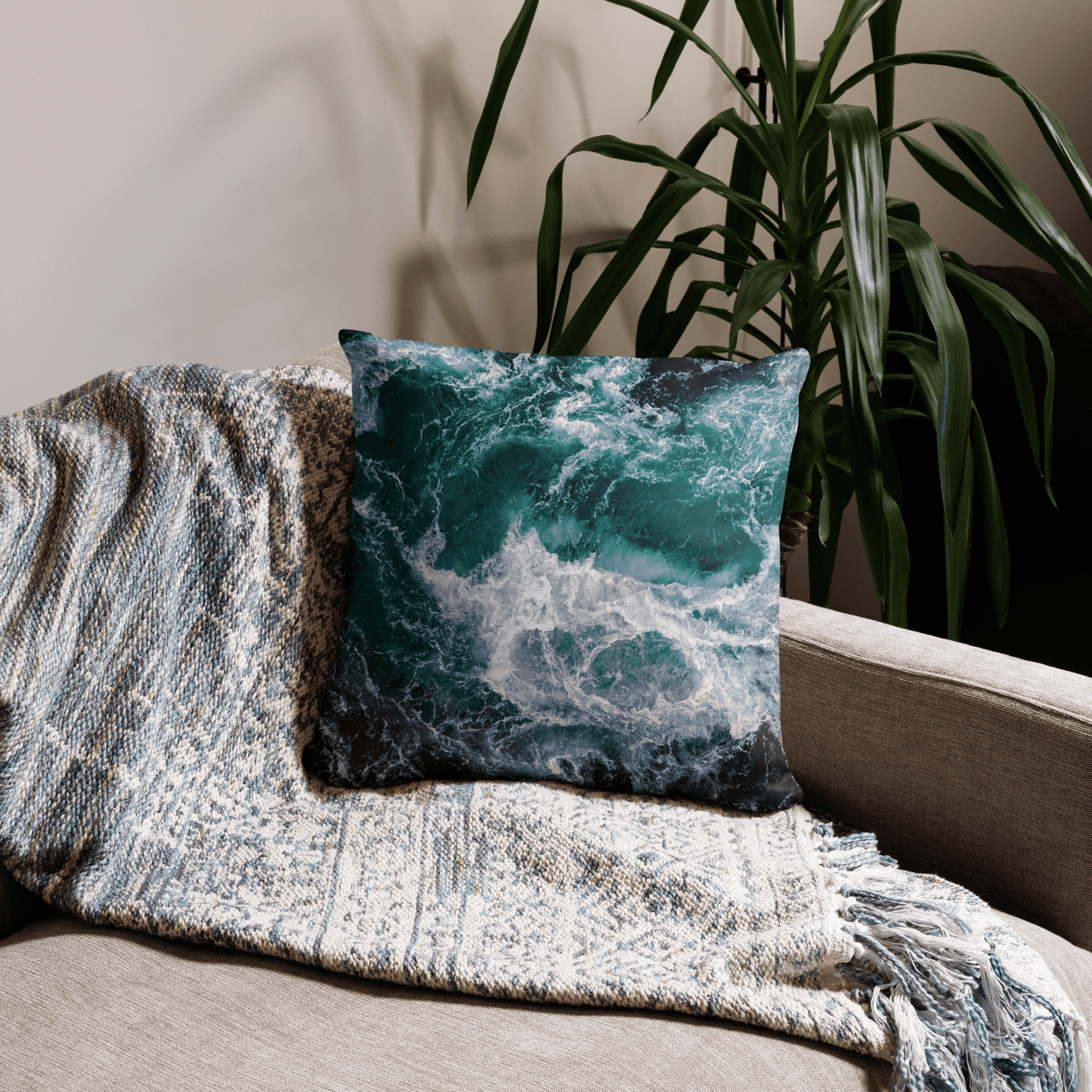 Ocean Spray Printed Sofa Pillow - Home Decor Cushion 2024
