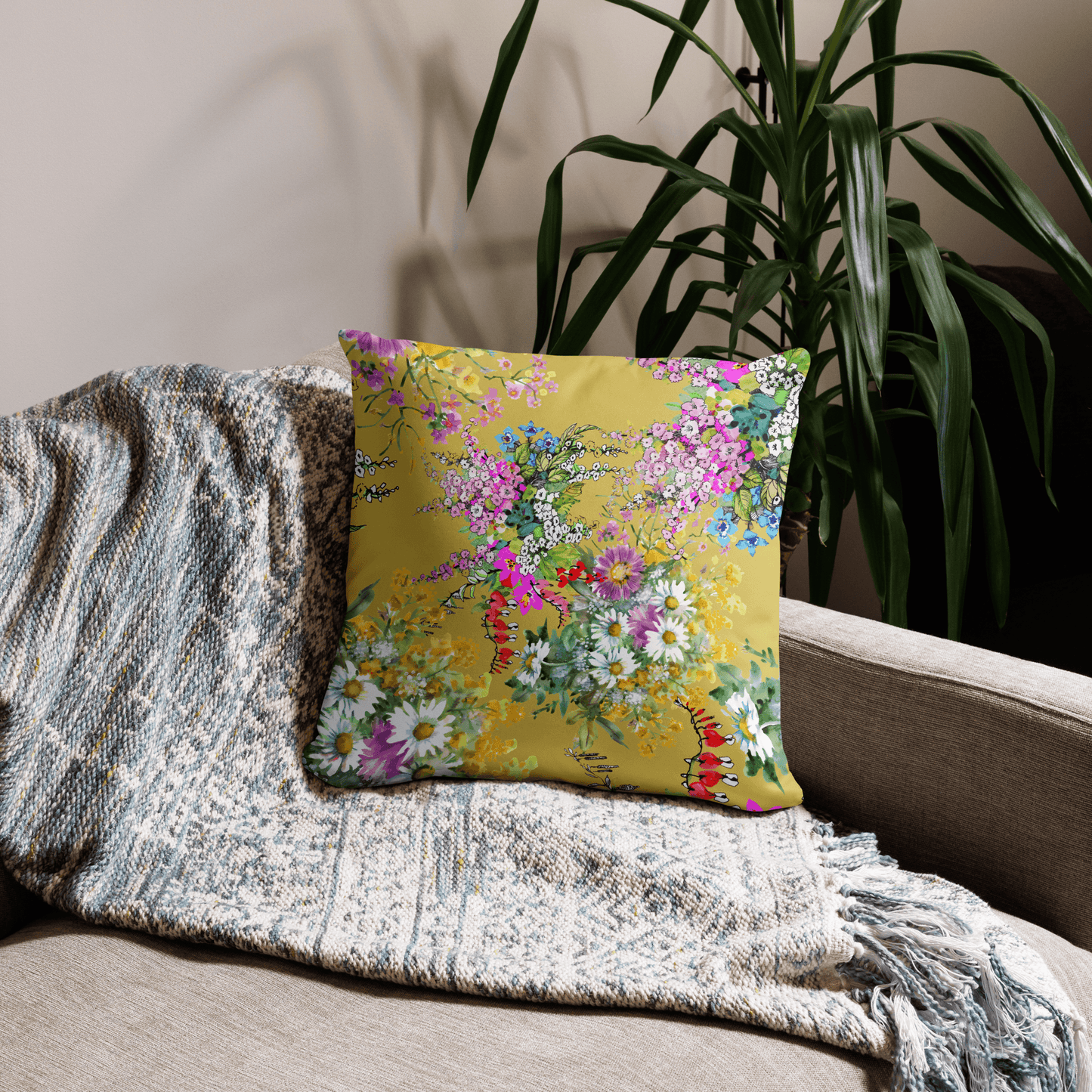 Sunflower Sofa Collection Decorative Pillow - Floral Printed Cushion