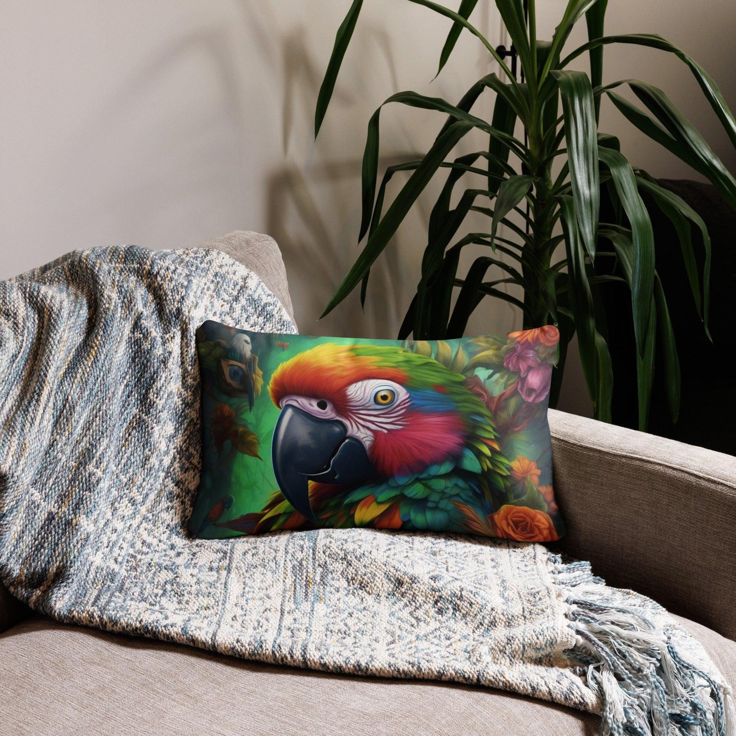 Colorful Parrot Decorative Pillow - Washable Beautiful Cushion 2024