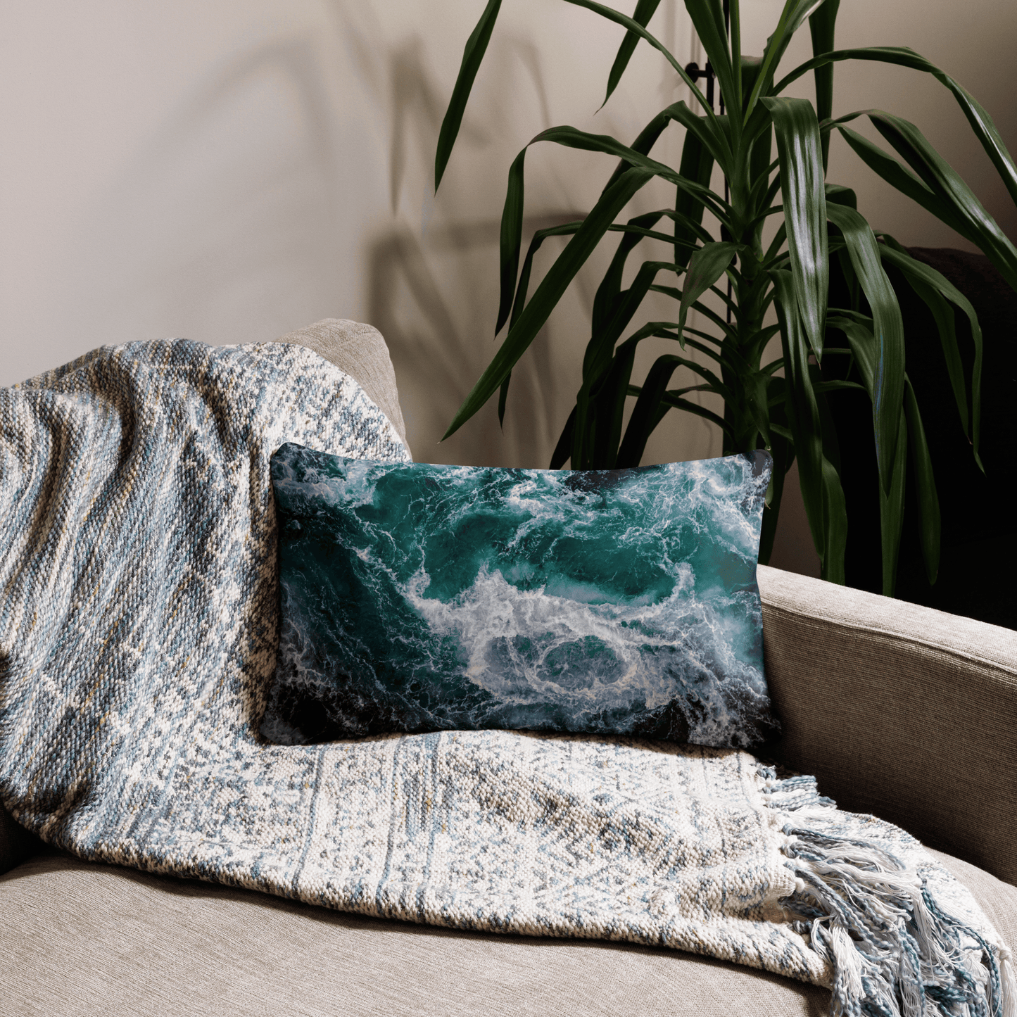 Ocean Spray Printed Sofa Pillow - Home Decor Cushion 2024