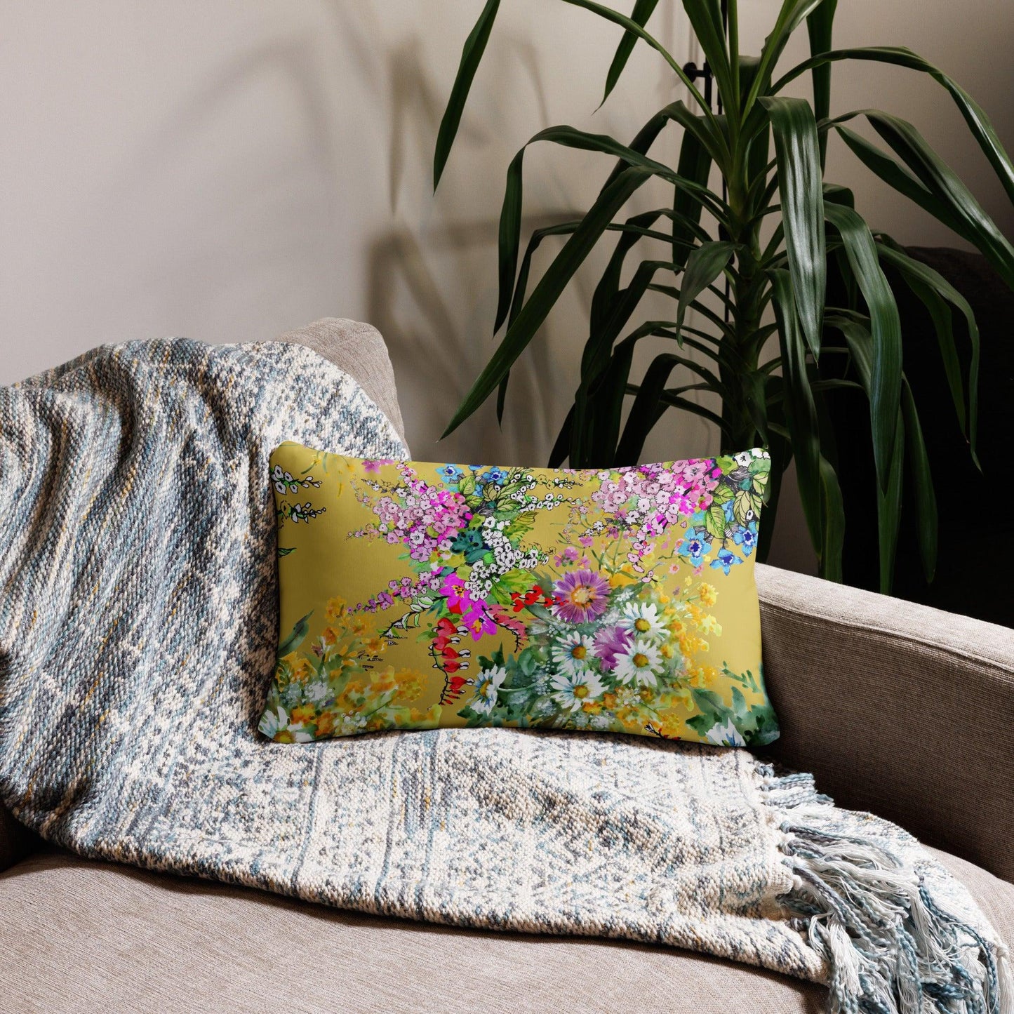 Flowers Again Decorative Pillow - Floral Printed Home Decor Cushion