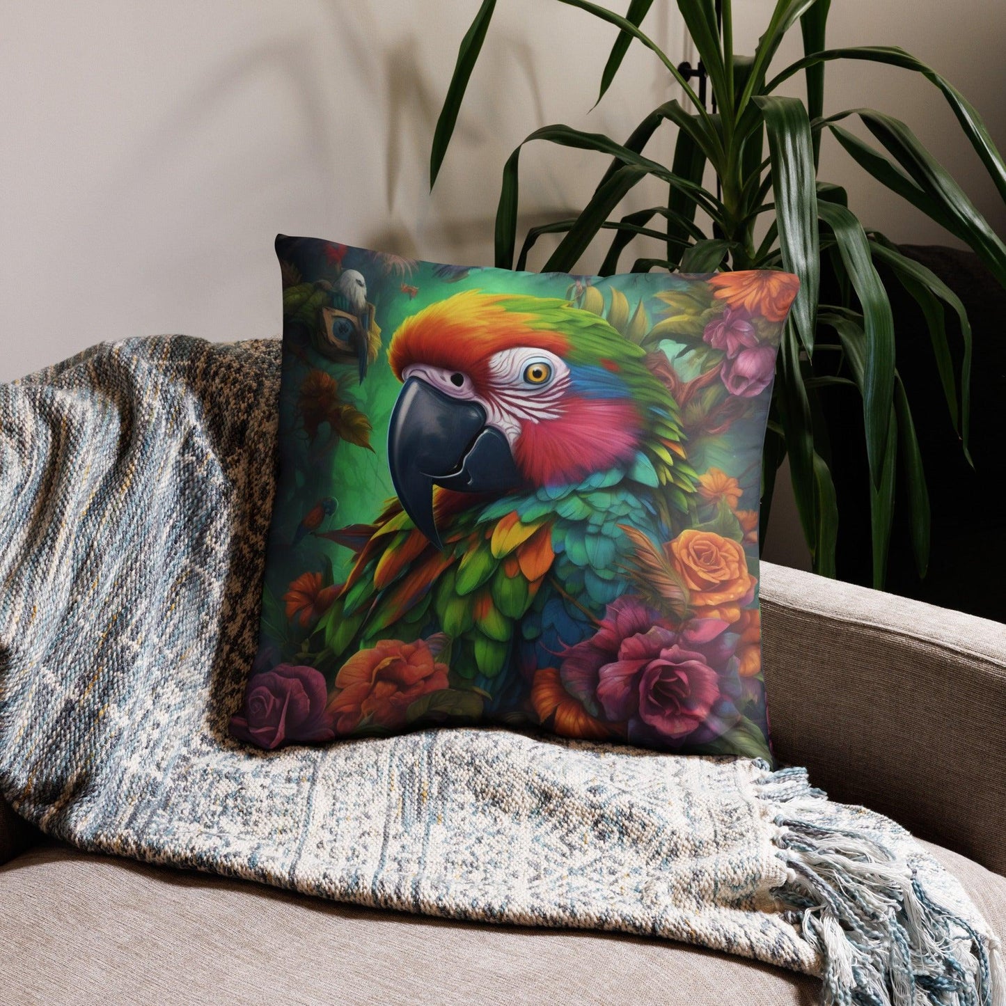 Colorful Parrot Decorative Pillow - Washable Beautiful Cushion 2024