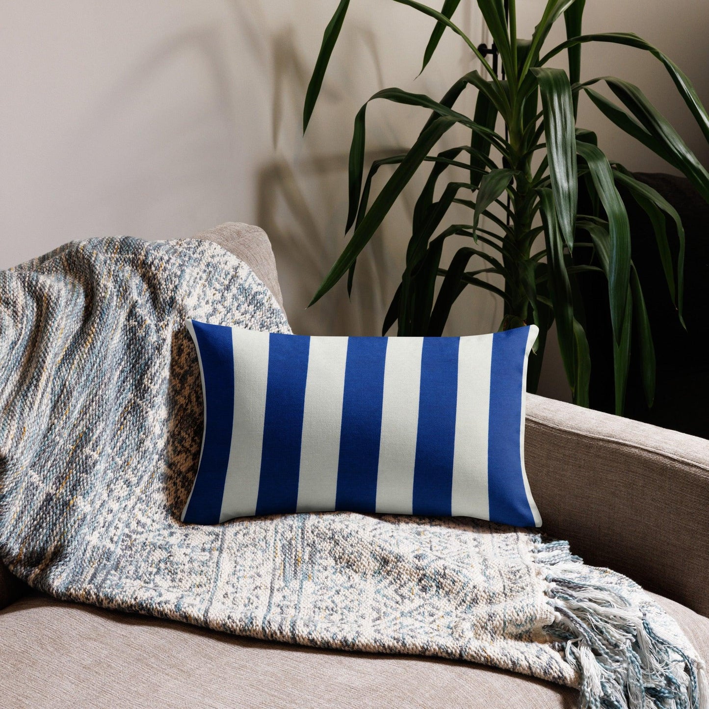 Blue Deep Lines Premium Pillow - Elegant & Stylish Home Decor Cushion