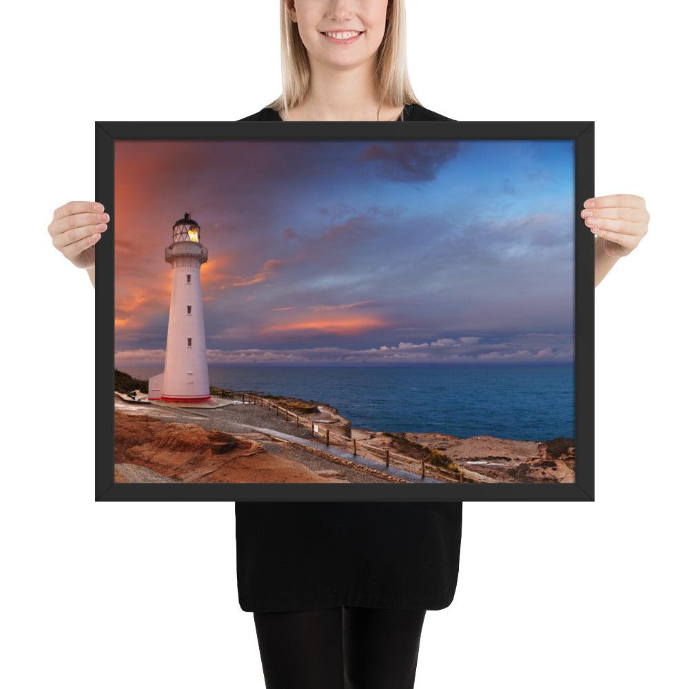 Light House Dusk Framed Poster - Beautiful Nature Lovers Wall Canvas