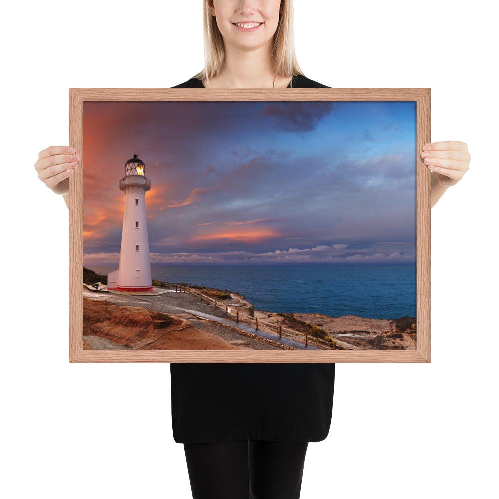 Light House Dusk Framed Poster - Beautiful Nature Lovers Wall Canvas