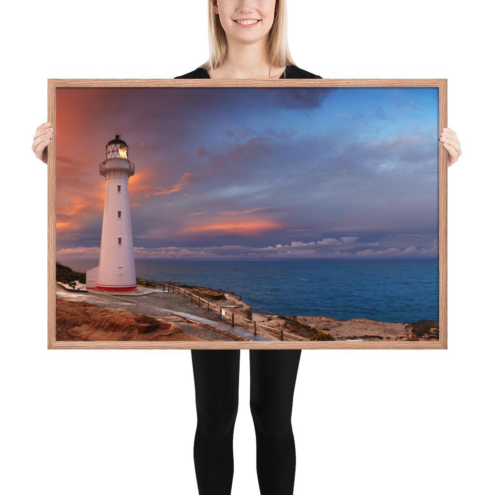 Light House Dusk Framed Poster - Beautiful Nature Lovers Wall Canvas