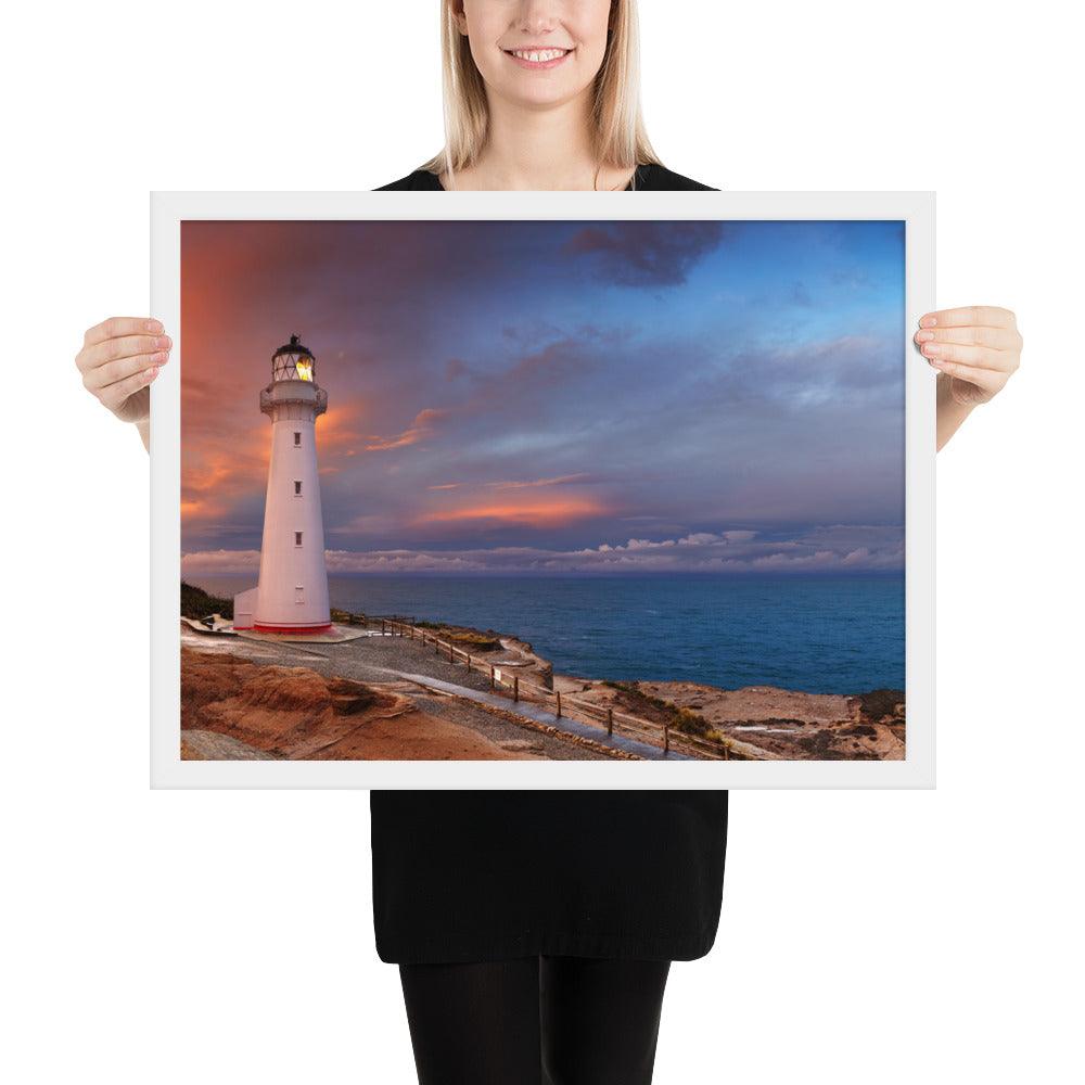 Light House Dusk Framed Poster - Beautiful Nature Lovers Wall Canvas